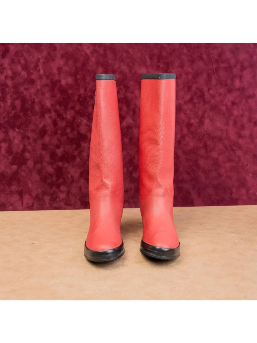 Cole Haan Women Vintage Y2K Wellies Festival Party Red Rubber Rain Boots sz 9